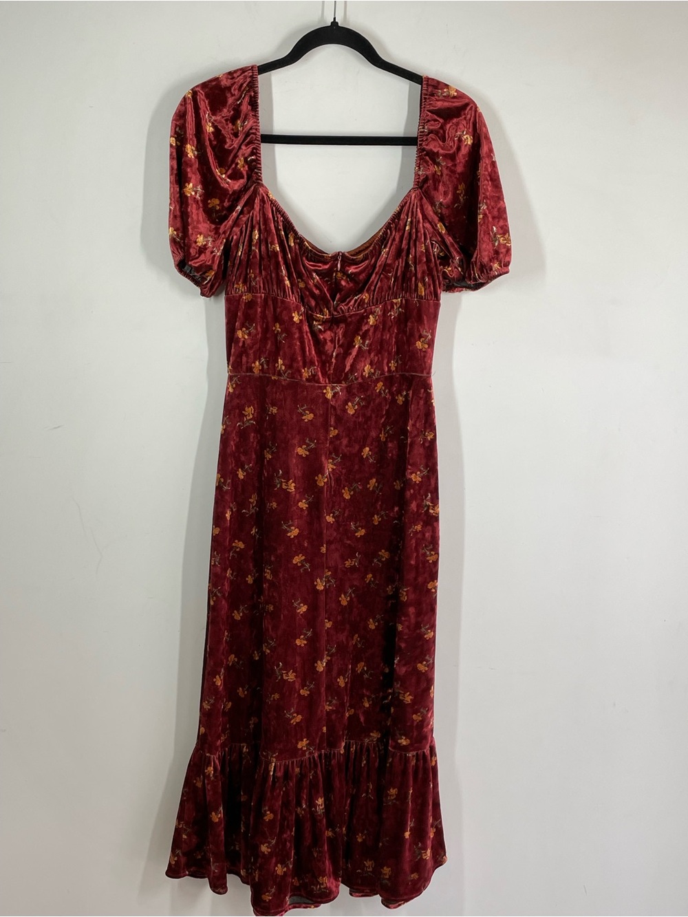 Lait Collection Velvet Floral Maxi Dress Cottagecore Whimsigoth Romantic Large - Picture 10 of 16